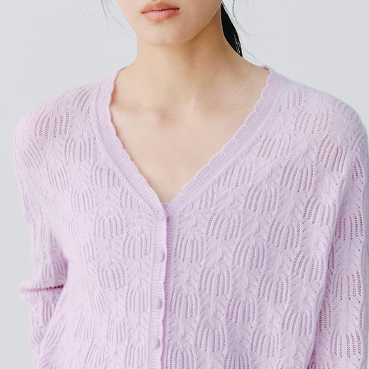 东黎 • 万物复苏 珍珠吊兰 山羊绒女士挑孔时尚开衫 6042 商品图7