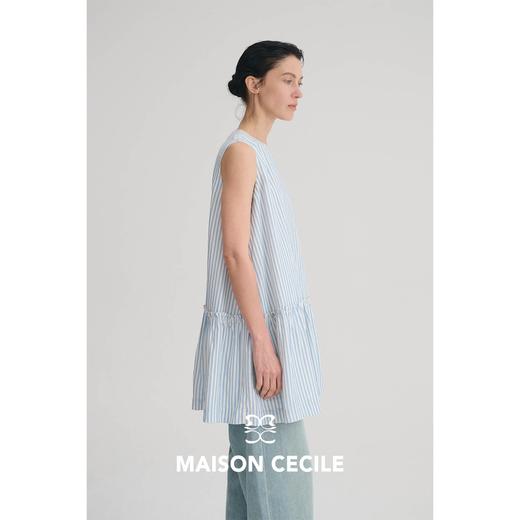 MAISON CECILE 三色|亚麻高支棉简约松弛感圆领无袖娃娃衫上衣 商品图4