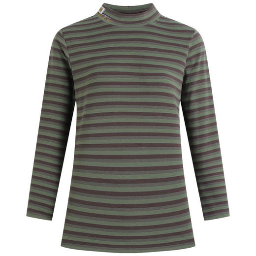 女士德绒半高领打底衫女秋冬新款加绒大码女装条纹长袖t恤女上衣 商品图4