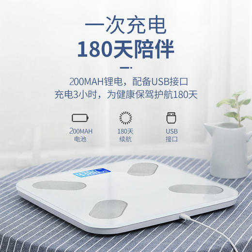「多项数据！手机互联」体重秤居家日用电子秤充电智能体脂秤人体称重计薄荷健康互联 商品图1