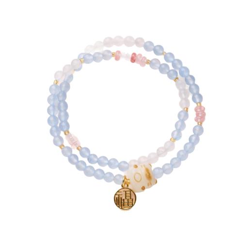 【喵来财蓝玉髓双圈手串】敦煌福泽蓝玉髓双圈手链女炭烧猫爪招米喵来财新中式双圈手链 商品图4