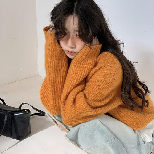 【日落南瓜橘色混纺毛衣 上身秒提亮】南瓜橘混纺毛衣，上身秒提亮，柔软舒适好时髦 商品图5