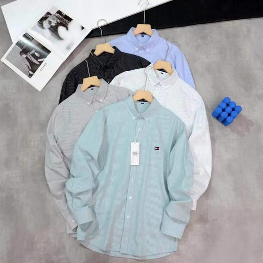 F030405高密度牛津纺面料舒适亲肤春款立体裁剪男士长袖条纹长袖衬衫 商品图0