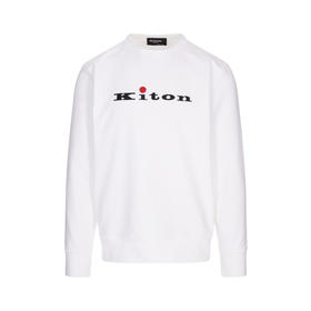 KITON 男士字母徽标刺绣弹力棉质圆领长袖卫衣 白色 UMK075101004
