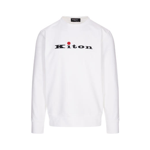 KITON 男士字母徽标刺绣弹力棉质圆领长袖卫衣 白色 UMK075101004 商品图0