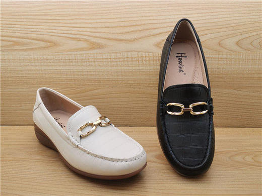 豪行秋款正品真皮女鞋休闲舒适百搭坡底浅口女单鞋23366481 商品图1