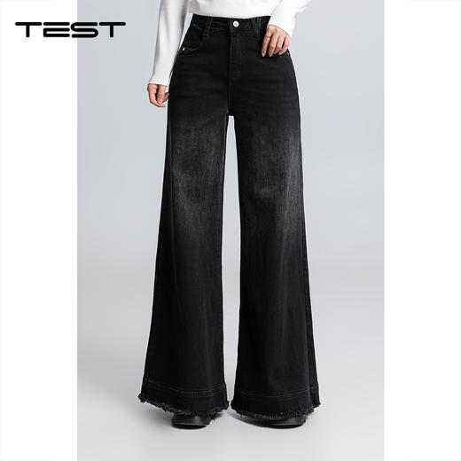 春上新显瘦宽松时尚显瘦设计感阔腿牛仔裤3261021 商品图0