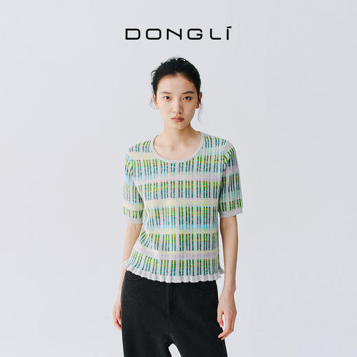 东黎 • 万物复苏 白桦林 山羊绒女士春夏圆领时尚半袖 6226 商品图1