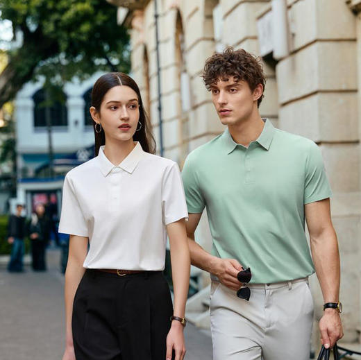 100支无痕高支棉纱液氨棉翻领男女同款夏季短袖上衣  XYD-5951 商品图3