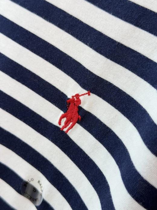 RL拉夫夏季圆领海军条纹刺绣小马短袖T恤男女同款 商品图6