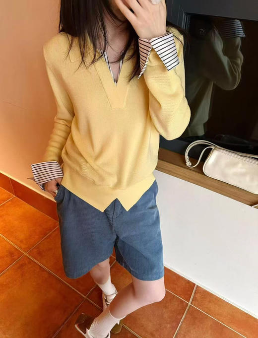 DYJ60065羊毛假两件衬衫袖上衣 商品图11