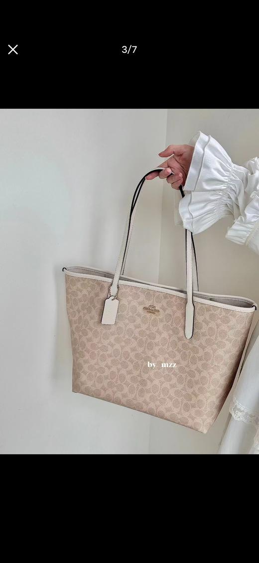 F030408新款吸扣老花单肩手提单面city托特包logo购物袋tote包 商品图12