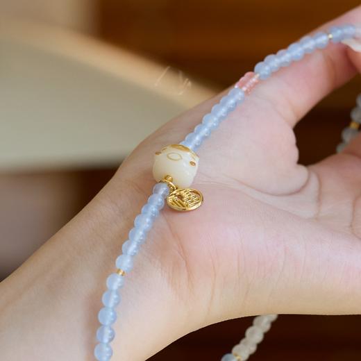 【喵来财蓝玉髓双圈手串】敦煌福泽蓝玉髓双圈手链女炭烧猫爪招米喵来财新中式双圈手链 商品图2