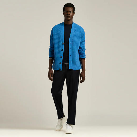 KITON 男士超细初剪羊毛圆领长袖针织衫 蓝色 UMM069903003 商品图4