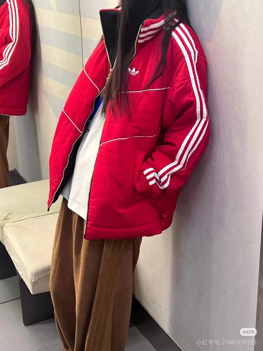 F0304121秋冬复古运动风两面穿哑光软质料保暖棉服黑红撞色外套 商品图7