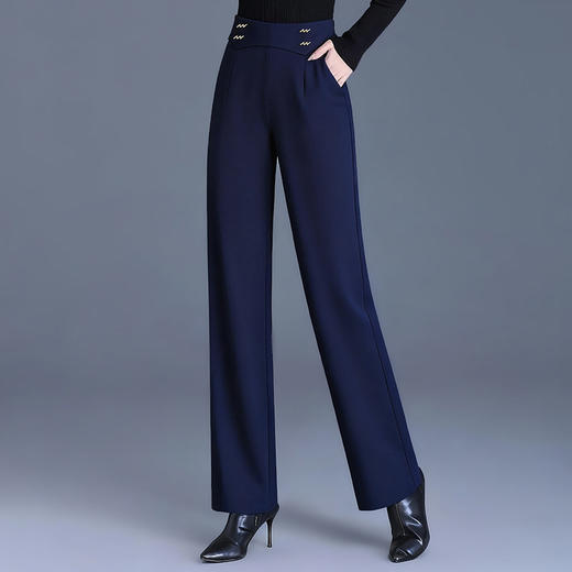 新款窄版直筒阔腿裤女秋冬季大码休闲裤中年妈妈裤子外穿 商品图2