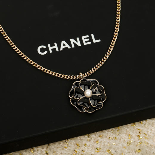 小香 25B 黑/粉山茶花双c项链（XTY） 商品图7