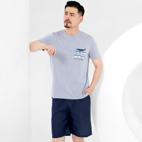 爱帝睡衣套夏季短袖家居服凉感海豚印花套装男女款可选