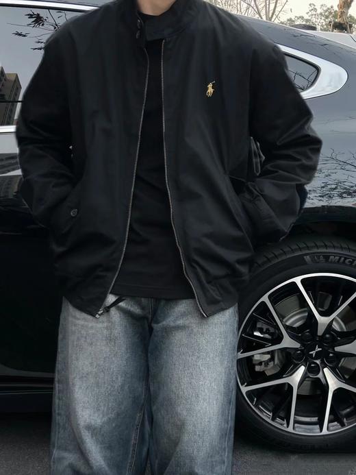 F0304113纯色刺绣Logo拉链哈林顿夹克男款黑色老钱风老干部外套 商品图4