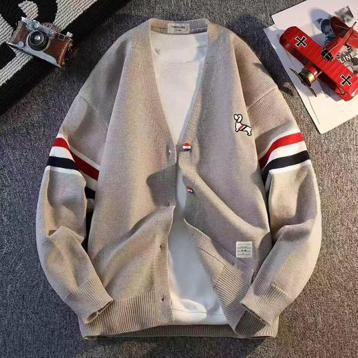 F030403春季撞色小狗狗提花纽扣装饰落肩袖透气舒适针织开衫毛衣 商品图2