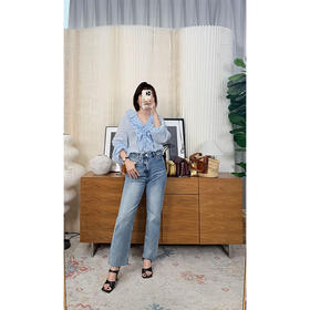 【贝拉推荐】王炸法棍牛仔裤 2026必入款！PIMA棉 法式博主常青款 100匹马棉 牛仔中的“软黄金” 浅蓝色洗水 九分毛须边设计