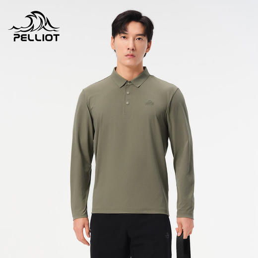 伯希和户外速干T恤男春季新款运动长袖休闲上衣翻领POLO打底衫 商品图0