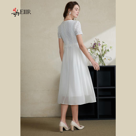 司歌蕾丝连衣裙白裙仙气收腰短袖夏A911261X 商品图3