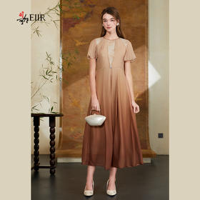 司歌渐变蕾丝重工收腰气质连衣裙A911225X