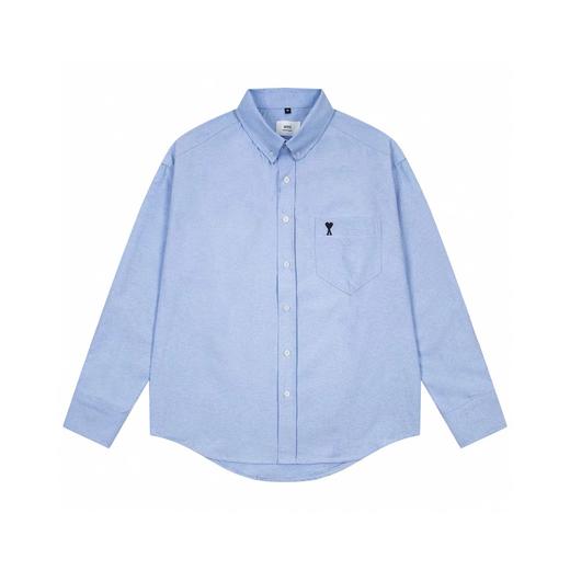 F030422口袋小爱心刺绣单排扣亲肤舒适百搭翻领情侣长袖衬衫 商品图3