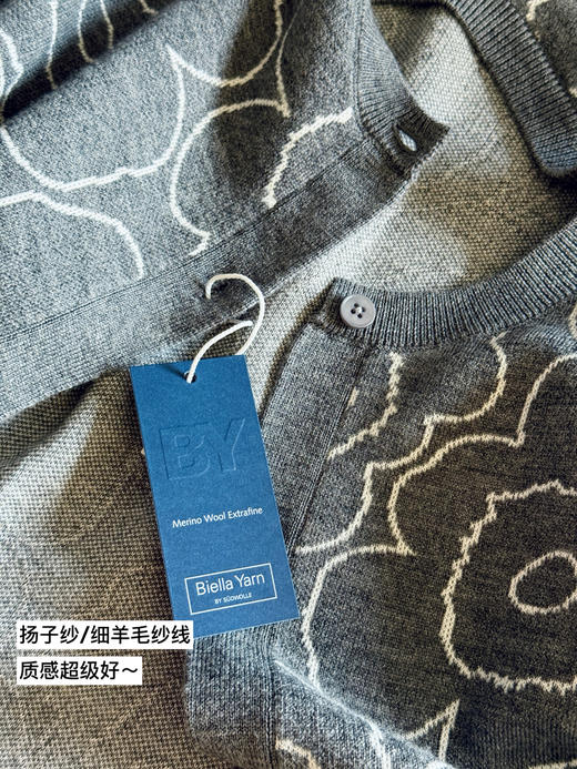 26春夏---高品质扬子纱细羊毛花朵圆领针织开衫【包邮+三天无理由退换】 商品图10