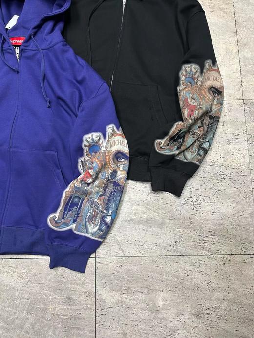 F030406联名款袖子眼睛印花图案休闲宽松连帽拉链卫衣外套男女同款 商品图6