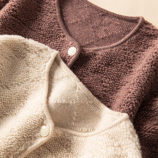 热巴同款~Baby小山羊绒圆领小香风开衫加厚毛巾绣外套BABY260541 商品图4