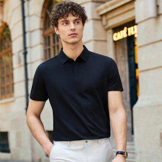 100支无痕高支棉纱液氨棉翻领男女同款夏季短袖上衣  XYD-5951 商品图5