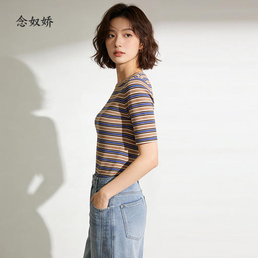 【商场同款】CNK6364 “ 复古条纹毛衫 ” 点亮搭配 职场好物短袖T恤 商品图10