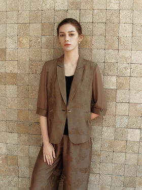 【真丝提花西装外套】26年春夏新品女士100%桑蚕丝时尚一粒扣小外套