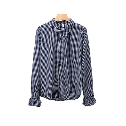 立领小格子法式衬衫 商品图1