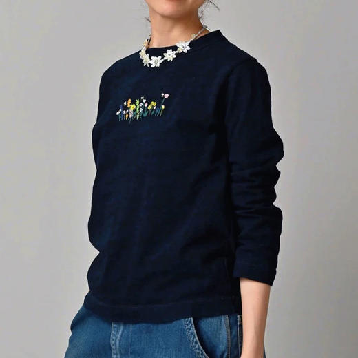 45-R日系简约竹节棉花草刺绣长袖t【包邮+三天无理由退换】 商品图5