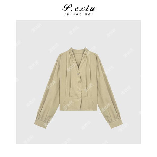 03-2潘依绣丁丁宠粉法式气质V领收腰设计衬衫 Q56047 商品图0