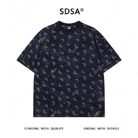 夏季高级感新款男士韩系洒金满印蝴蝶印花短袖T恤休闲圆领上衣