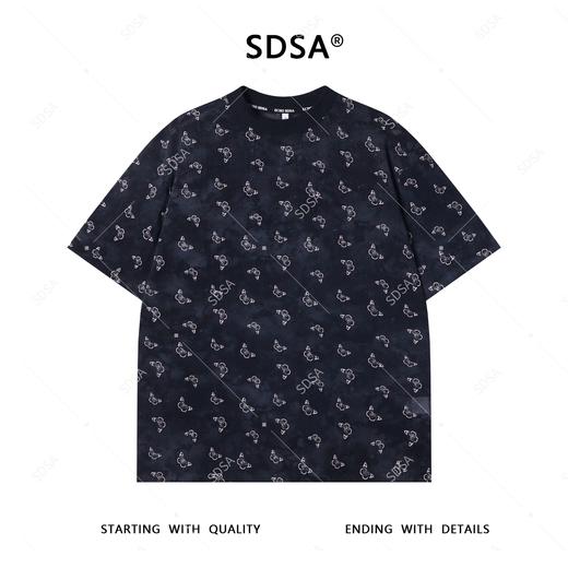 夏季高级感新款男士韩系洒金满印蝴蝶印花短袖T恤休闲圆领上衣 商品图0