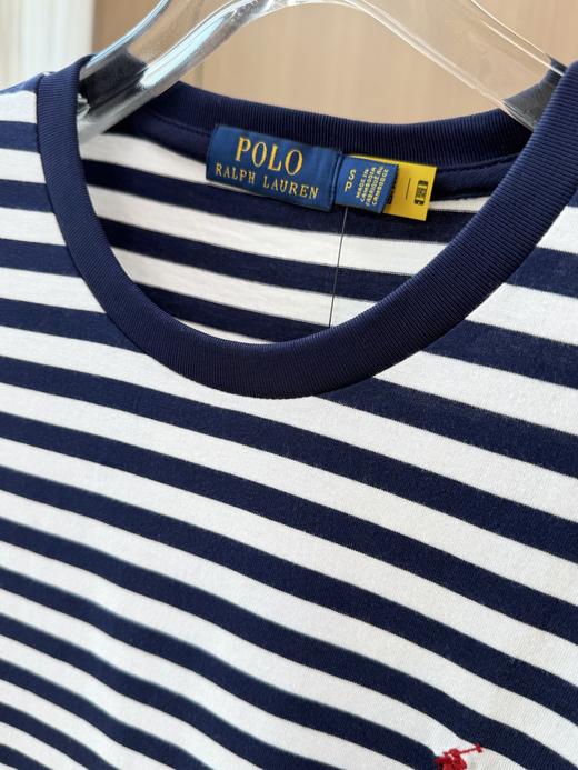 RL拉夫夏季圆领海军条纹刺绣小马短袖T恤男女同款 商品图5
