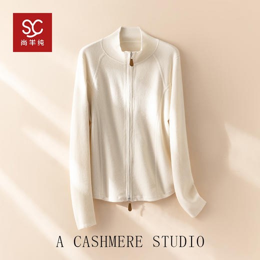 蚂蚁腰~100%超细精纺半高领加厚外套女双拉链开衫CYR260532 商品图3