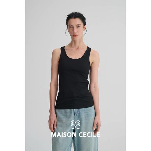 MAISON CECILE 四色|基础百搭春夏叠穿细螺纹纯色显瘦U领工字背心 商品图2