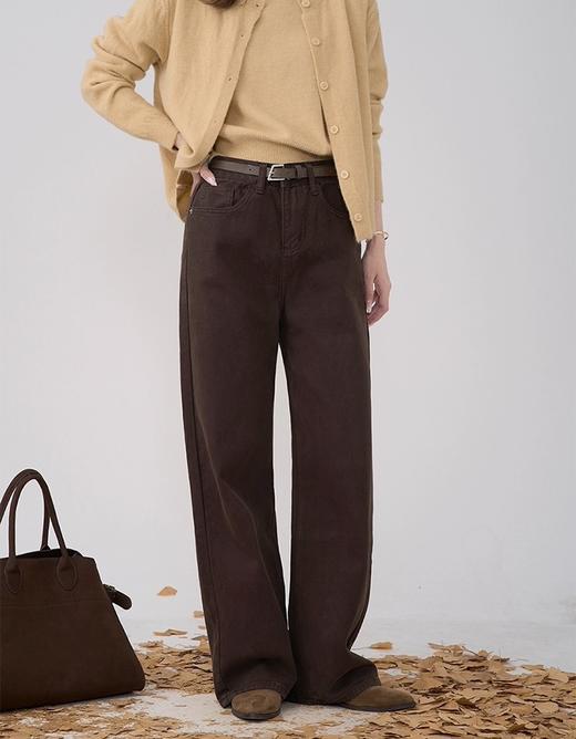 爆款3-7天发货！：isabelle marran美拉德咖中高腰直筒纯棉牛仔裤JS3692899 商品图0