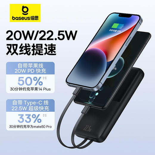 【积分兑换】倍思充电宝10000mAh 22.5W 极充 数显双线移动电源 商品图1