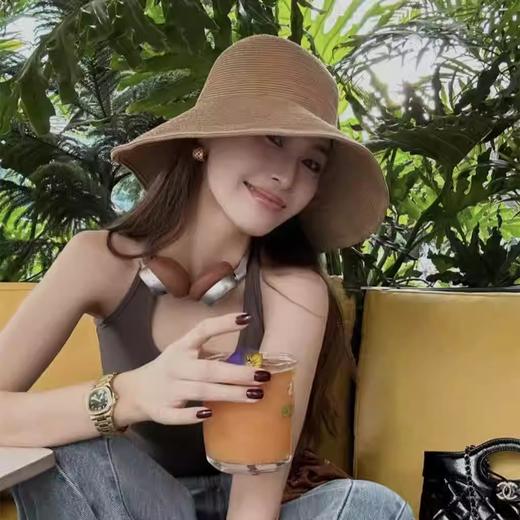 日系简约可折叠出游度假防晒沙滩渔夫帽草帽女夏天潮遮脸遮阳帽子 商品图0