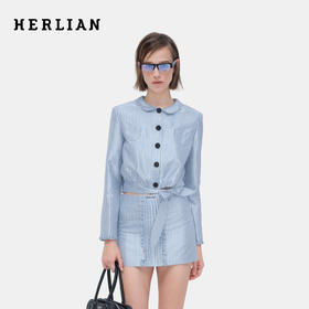 HERLIAN 2026年春夏新品蝴蝶结绑带设计桑蚕丝女士通勤长袖衬衫