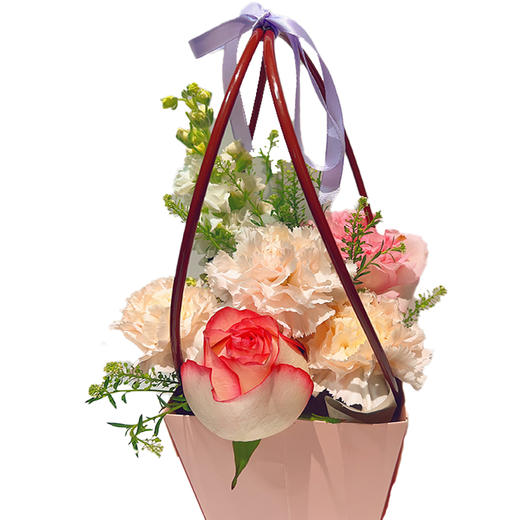 38女神节花束【 桃粉蜜语】新鲜鲜花花束 粉色康乃馨粉玫瑰混搭小花束 （可备注送货时间） 商品图1