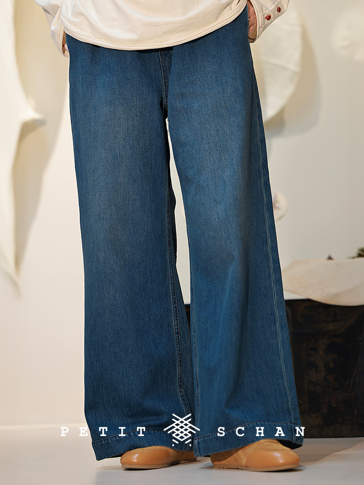 Petit Schan小闪 CLO#1063 Martial World 江湖 纯棉松紧腰直筒阔腿牛仔裤