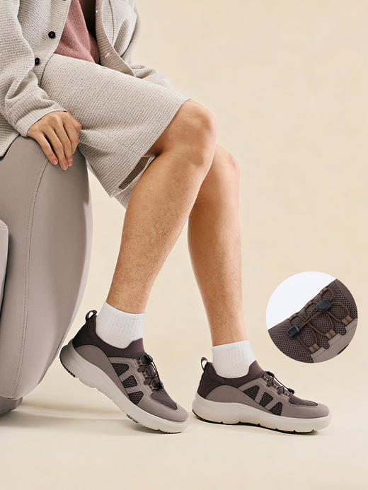 PANSY盼喜日本男鞋透气免系鞋带款胖脚厚底运动鞋2026春季新款----1155 商品图3